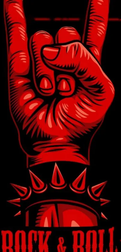 Bold red rock hand mobile wallpaper design.