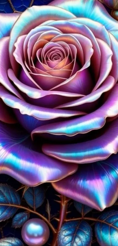 Vibrant purple rose art wallpaper with elegant design.