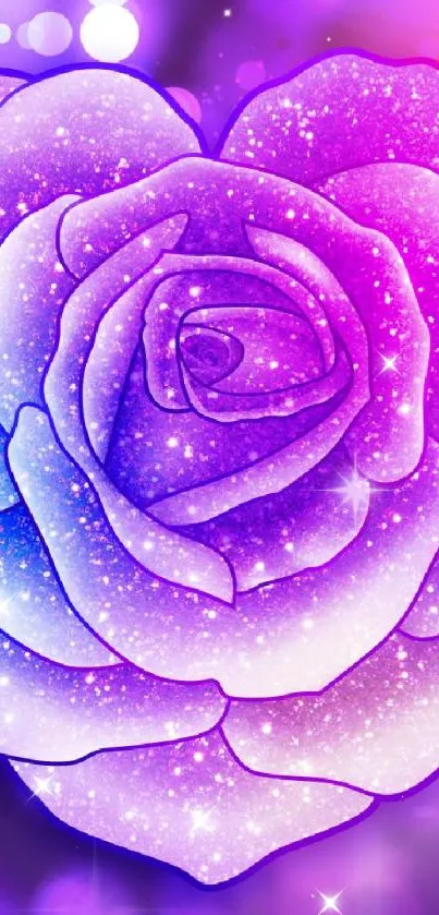 Vibrant purple rose heart wallpaper in artistic style.