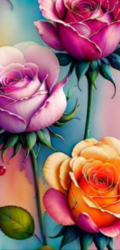 Vibrant multicolored roses in artistic display.