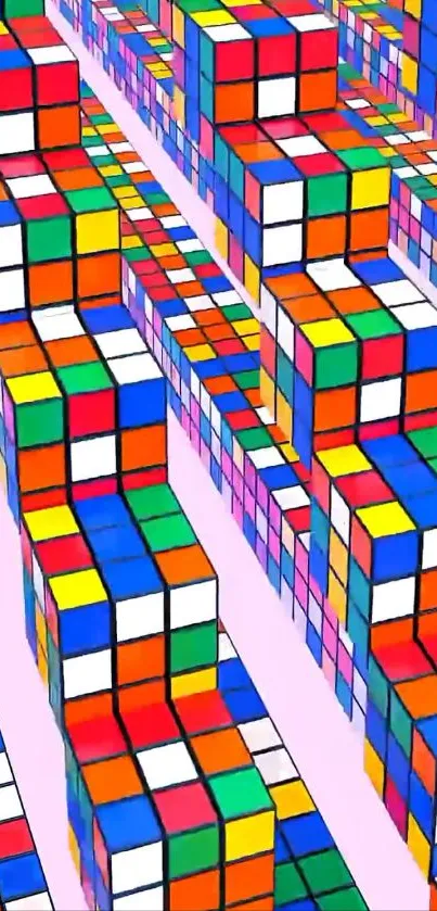 Colorful Rubik's Cube pattern wallpaper with vibrant design.