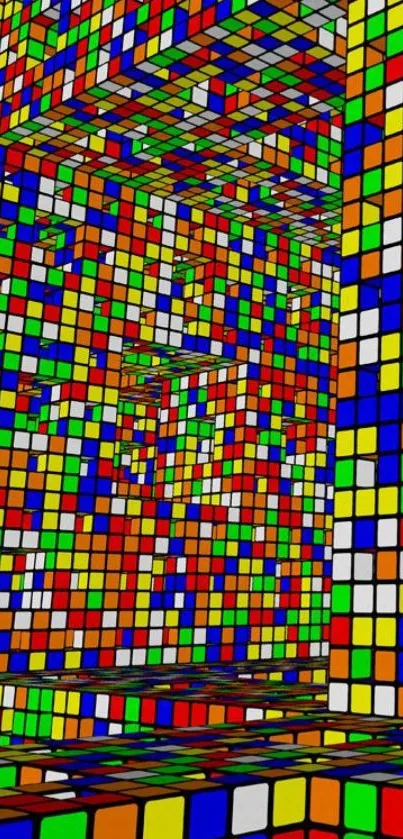 Colorful Rubik's Cube pattern wallpaper.