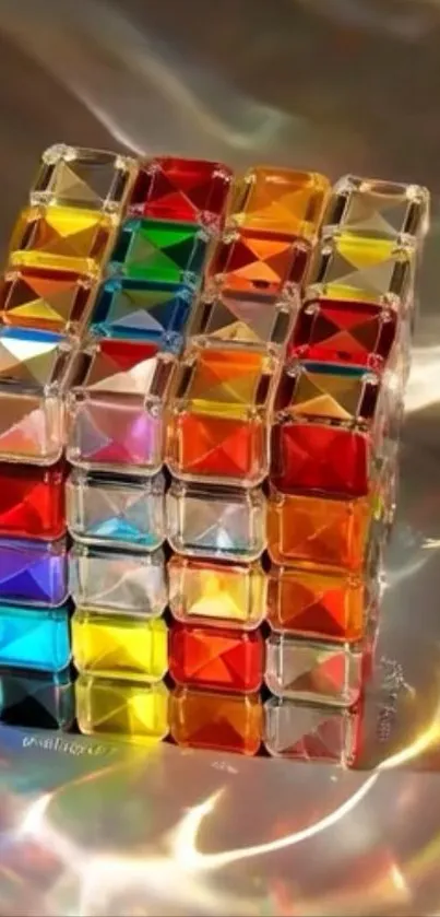 Colorful Rubik's Cube with reflections wallpaper.