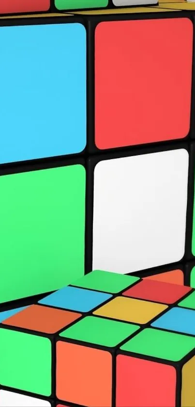 Colorful Rubik's Cube wallpaper with vibrant squares.