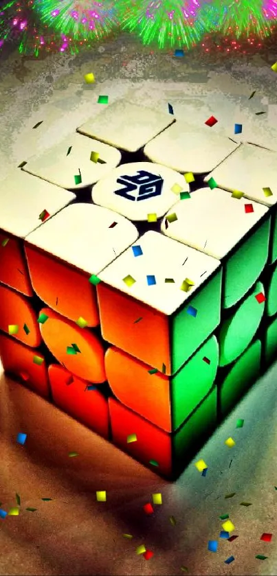 Vibrant Rubik's Cube mobile wallpaper with colorful design.