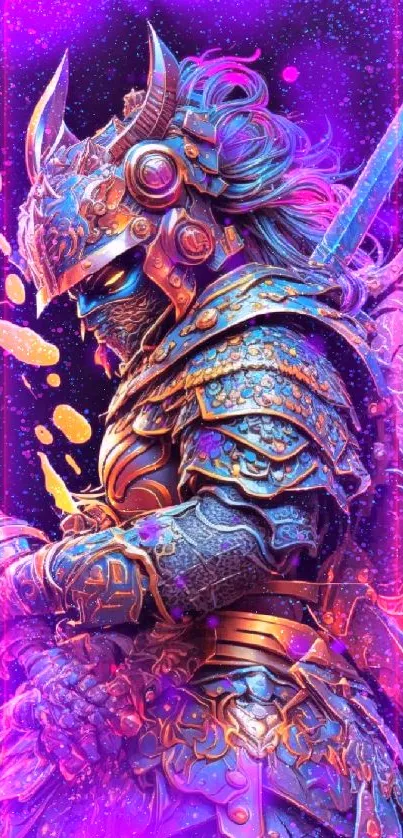 Colorful samurai warrior mobile wallpaper with vibrant armor.