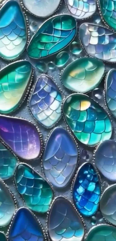 Vibrant wallpaper with scale texture pattern.