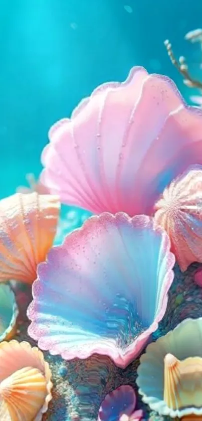 Colorful seashell fantasy mobile wallpaper.