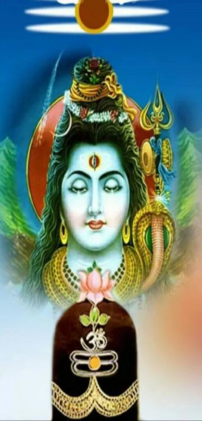 Vibrant artistic wallpaper of Lord Shiva with rich colors and spiritual themes.