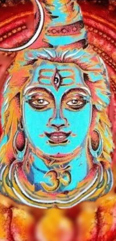 Vibrant artistic depiction of Lord Shiva with turquoise hues.