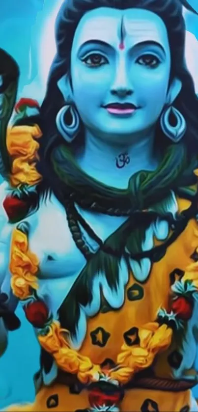 Blue and vibrant Lord Shiva mobile wallpaper with traditional art.