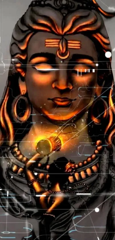 Vibrant depiction of Shiva in modern digital art style as wallpaper.