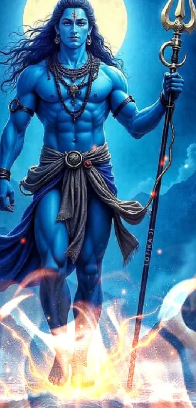 Divine blue-themed Shiva mobile wallpaper.