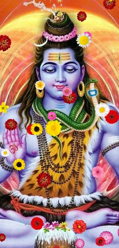 Colorful depiction of Lord Shiva in meditation, perfect for mobile wallpaper.