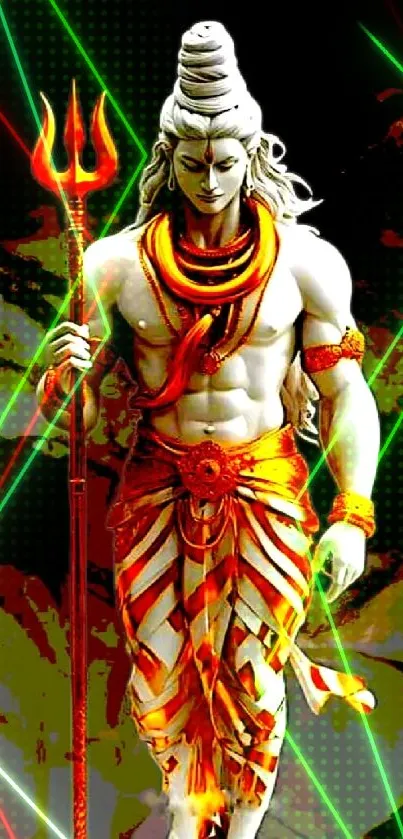 Vibrant wallpaper of Lord Shiva with orange attire.