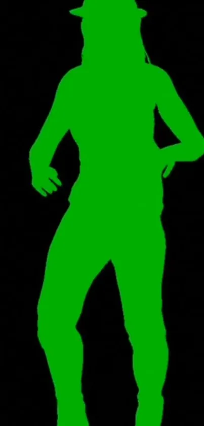 Green silhouette on black background mobile wallpaper.