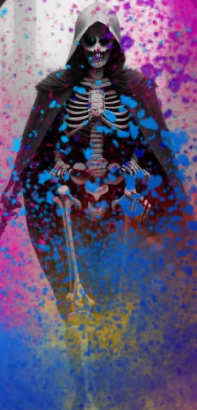 Colorful skeleton-themed mobile wallpaper.