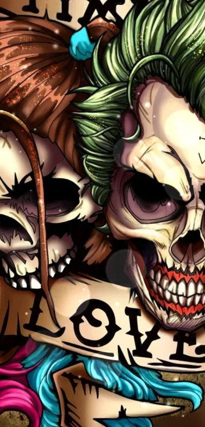 Colorful and edgy skull art wallpaper for mobile.