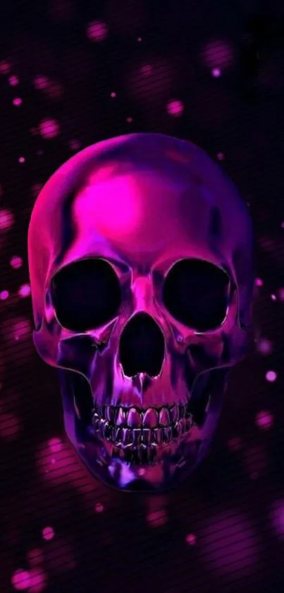 Vibrant purple skull art digital wallpaper with glowing effects.