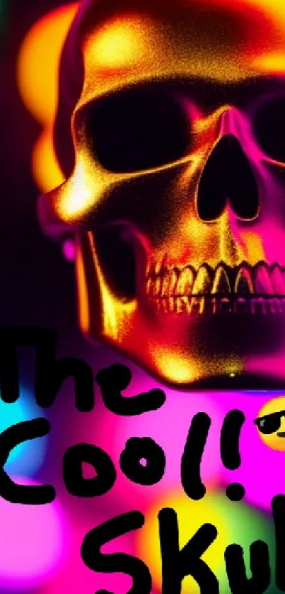 Colorful neon skull design on a vibrant background.