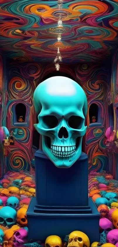 Vibrant skull artwork with colorful patterns