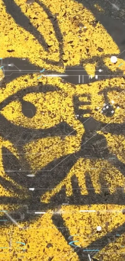 Vibrant yellow skull graffiti art on a textured surface wallpaper.