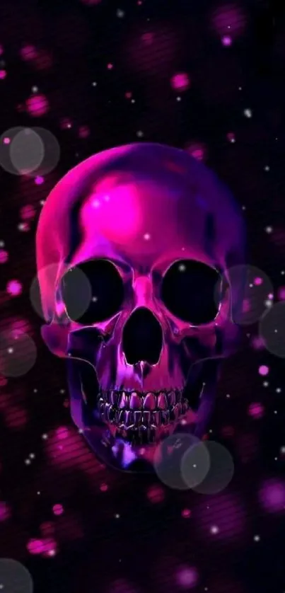 Vibrant magenta skull with dark background, perfect for mobile wallpaper.