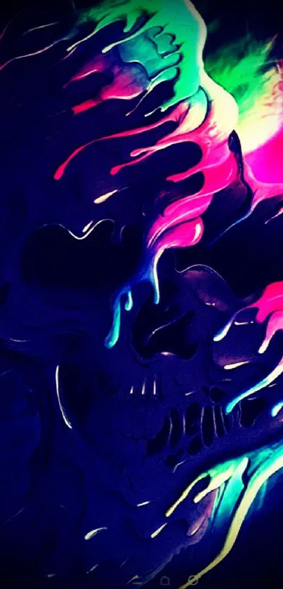 Colorful neon skull wallpaper with vibrant abstract design.