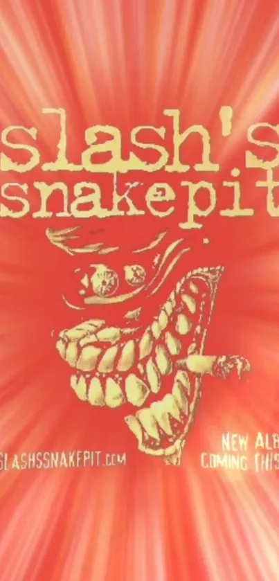 Bold red Slash's Snakepit wallpaper with yellow text art.