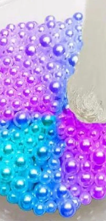 Colorful slime and bead art wallpaper, vibrant blue and purple hues.