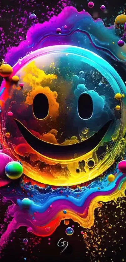 Vibrant multicolor smiley face wallpaper art.