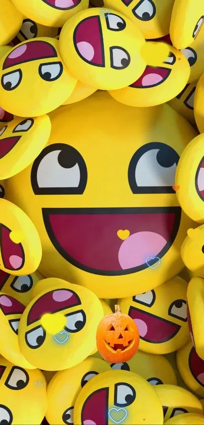 Vibrant yellow smiley emoji pattern.