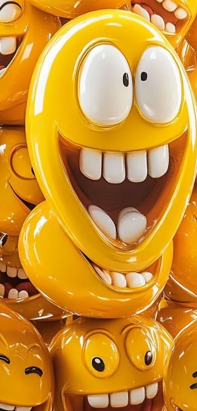 Vibrant smiley emoji wallpaper with cheerful faces.