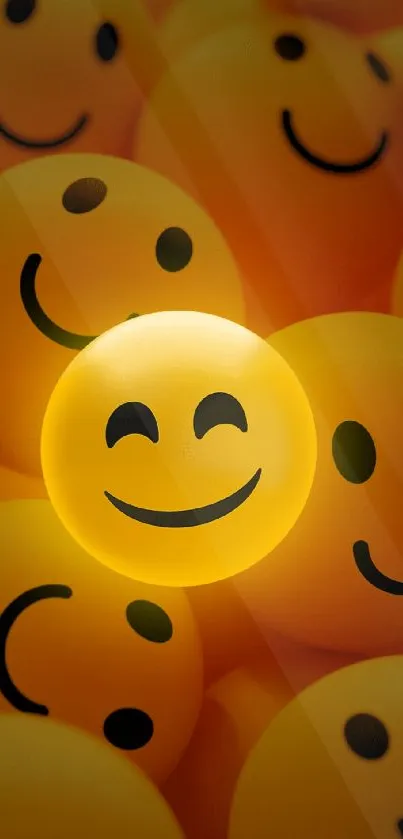 Vibrant yellow smiley face wallpaper for phones.