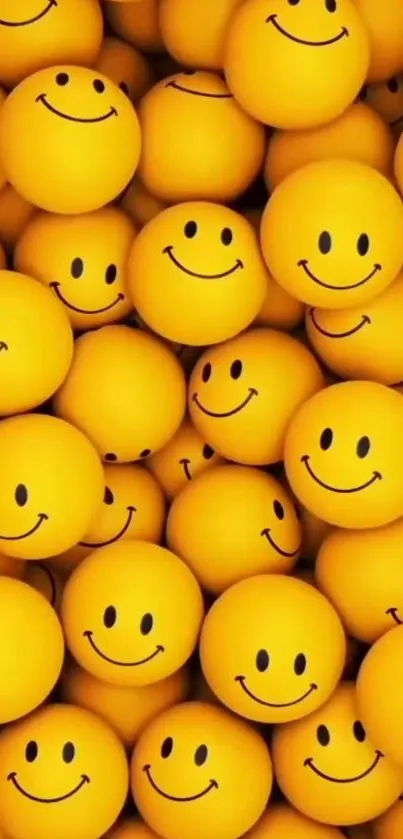 Yellow smiley faces mobile wallpaper with a cheerful design.