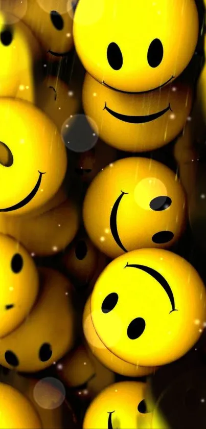 Cheerful yellow smiley face wallpaper for mobile.