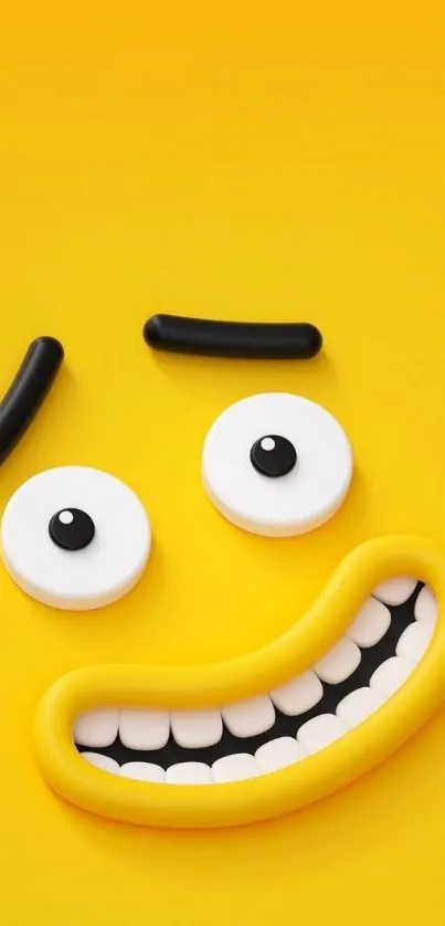 Vibrant yellow smiley face mobile wallpaper with playful design.