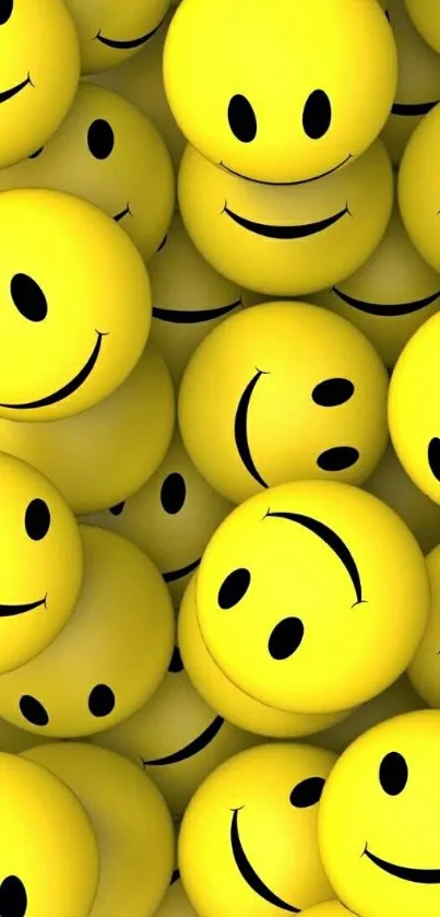 Vibrant yellow smiley faces wallpaper for mobile display.