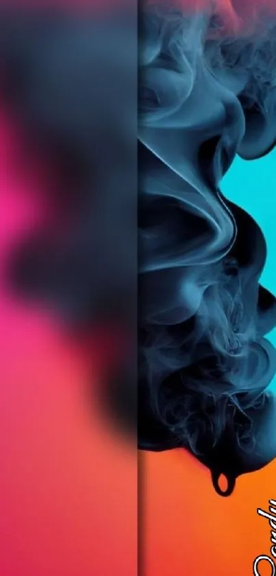 Vibrant abstract wallpaper with colorful smoke design.