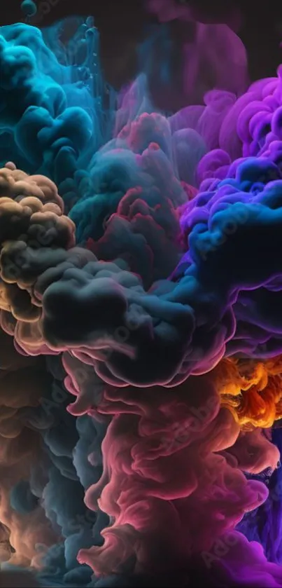 Vibrant colorful smoke art wallpaper for mobile devices.