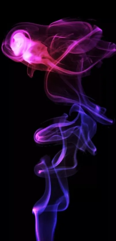 Vibrant purple and pink smoke on black background wallpaper.