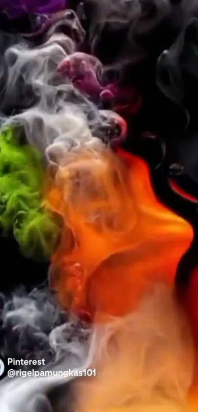 Colorful smoke art on black background, vibrant and dynamic design.