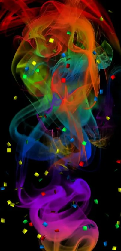 Colorful smoke art wallpaper with vibrant hues on dark background.