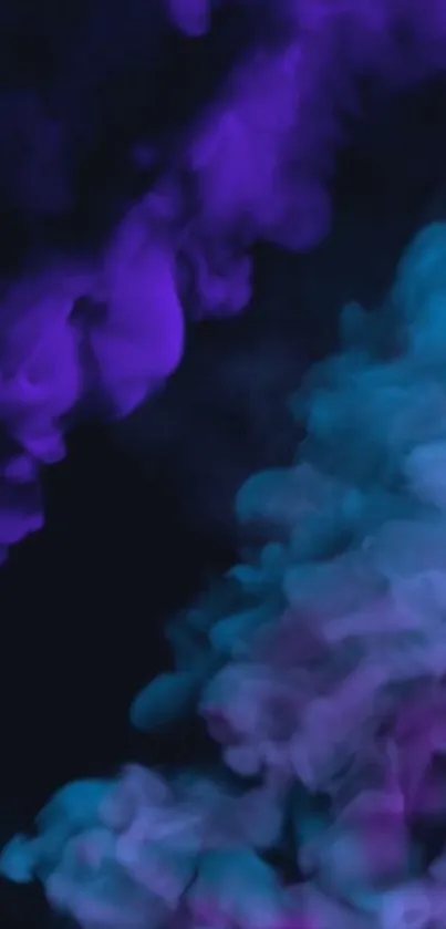 Vibrant purple and teal smoke wallpaper for mobile devices.