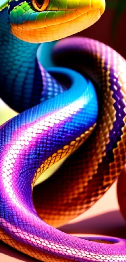 Vibrant and colorful snake art wallpaper with intricate details.