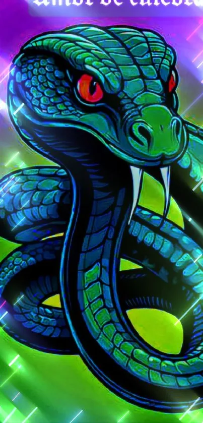 Vibrant snake art with glowing colors for mobile wallpaper.