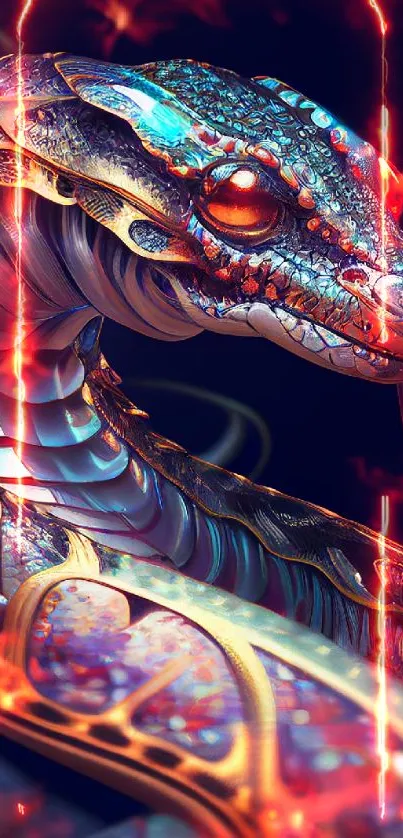 Vibrant, colorful snake artwork in digital illustration form.