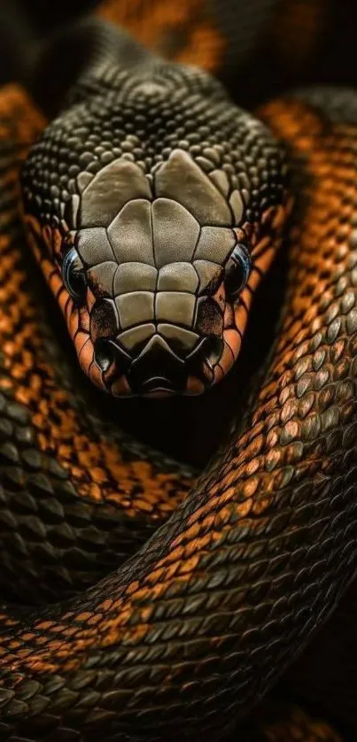 Close-up of a snake with vibrant scales.