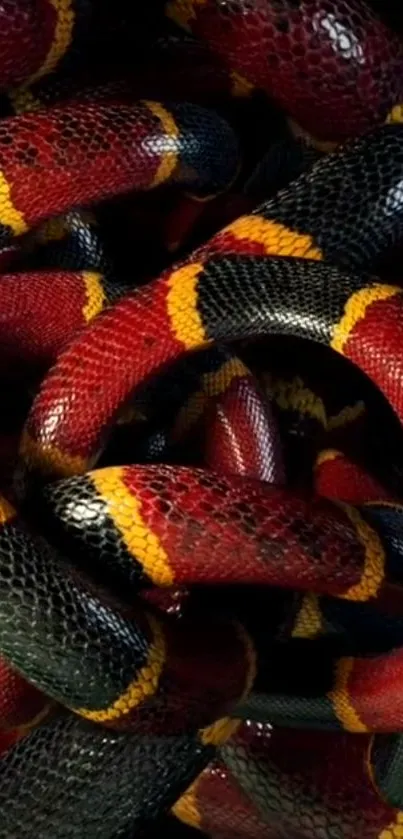 Close-up of colorful snake skin pattern wallpaper.