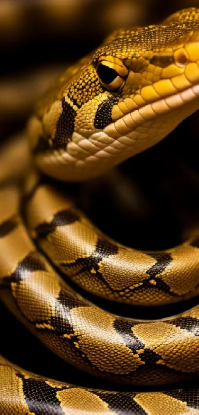 A vibrant snake with detailed patterned scales.